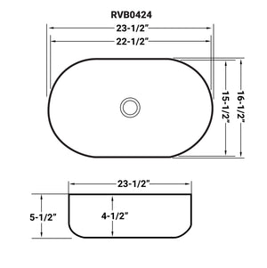 Ruvati 24 x 16 inch Bathroom Vessel Sink White Oval Above Vanity Countertop Porcelain Ceramic - RVB0424