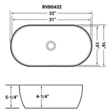 Ruvati 32 x 16 inch Bathroom Vessel Sink White Oval Above Counter Vanity Porcelain Ceramic - RVB0432