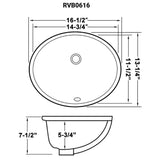 Ruvati 15 x 12 inch Undermount Bathroom Vanity Sink White Oval Porcelain Ceramic with Overflow - RVB0616
