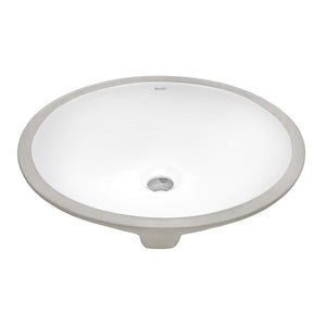 Ruvati 16 x 13 inch Undermount Bathroom Sink White Oval Porcelain Ceramic with Overflow - RVB0618
