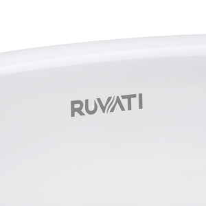 Ruvati 16 x 13 inch Undermount Bathroom Sink White Oval Porcelain Ceramic with Overflow - RVB0618