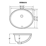Ruvati 16 x 13 inch Undermount Bathroom Sink Biscuit Oval Porcelain Ceramic with Overflow - RVB0618BC