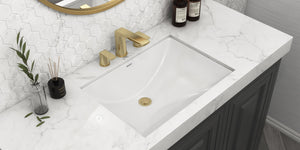 Ruvati 18 x 13 inch Undermount Bathroom Sink White Rectangular Porcelain Ceramic with Overflow - RVB0720