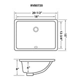 Ruvati 18 x 13 inch Undermount Bathroom Sink Black Rectangular Porcelain Ceramic with Overflow - RVB0720BK