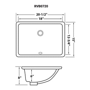 Ruvati 18 x 13 inch Undermount Bathroom Sink Black Rectangular Porcelain Ceramic with Overflow - RVB0720BK