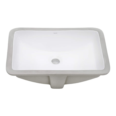 Ruvati 18 x 12 inch Undermount Bathroom Vanity Sink White Rectangular Porcelain Ceramic with Overflow - RVB0721