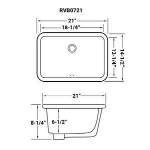 Ruvati 18 x 12 inch Undermount Bathroom Vanity Sink White Rectangular Porcelain Ceramic with Overflow - RVB0721