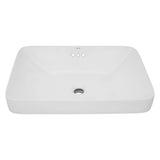 Ruvati 23 x 16 inch Semi-Recessed Drop-in Topmount Bathroom Sink Rectangular Porcelain Ceramic White - RVB0824WH