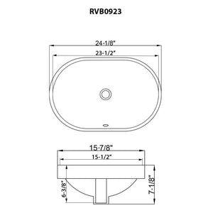 Ruvati 24 x 16 inch Semi-Recessed Drop-in Topmount Bathroom Sink Rectangular Ceramic with Overflow White - RVB0923WH