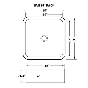 Ruvati 15 x 15 inch Bathroom Vessel Sink Gold Decorative Pattern Above Vanity Counter White Porcelain Ceramic - RVB1515WG4