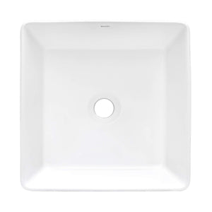 Ruvati 15 x 15 inch Bathroom Vessel Sink White Square Above Counter Porcelain Ceramic - RVB1616