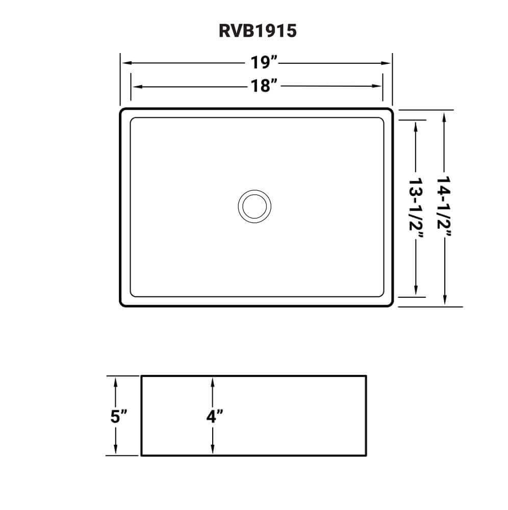 Ruvati 19 x 14 inch Bathroom Vessel Sink White Rectangular Above Vanity Counter Porcelain Ceramic - RVB1915