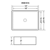 Ruvati 19 x 14 inch Bathroom Vessel Sink White Rectangular Above Vanity Counter Porcelain Ceramic - RVB1915