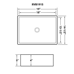 Ruvati 19 x 14 inch Bathroom Vessel Sink White Rectangular Above Vanity Counter Porcelain Ceramic - RVB1915
