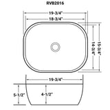 Ruvati 20 x 16 inch Bathroom Vessel Sink Silver Decorative Art Above Vanity Counter Black Ceramic - RVB2016BS