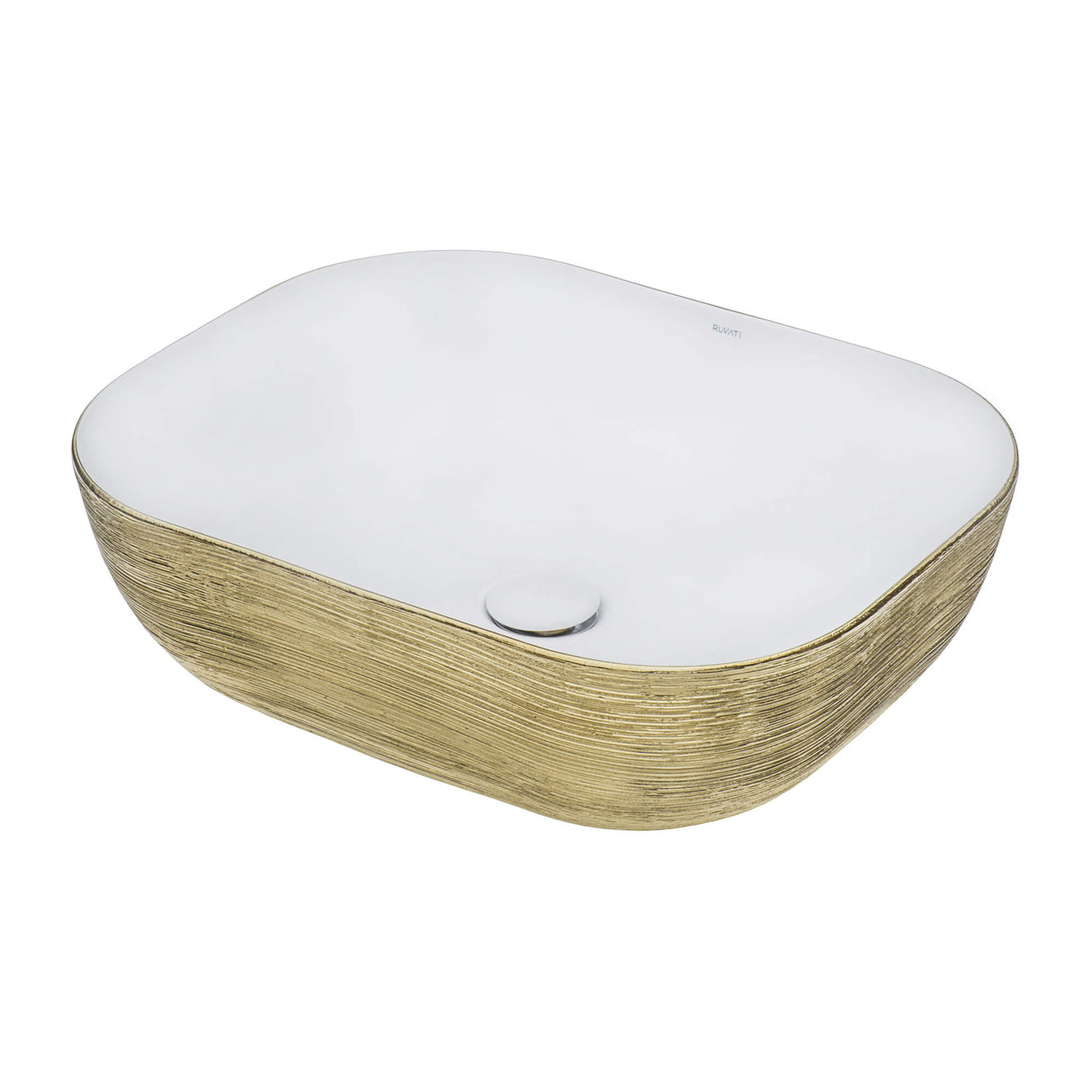 Ruvati 20 x 16 inch Bathroom Vessel Sink Gold Decorative Art Above Vanity Counter White Ceramic - RVB2016WG