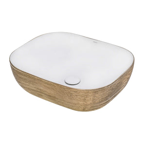 Ruvati 20 x 16 inch Bathroom Vessel Sink Rose Gold Decorative Art Above Vanity Counter White Porcelain Ceramic - RVB2016WR