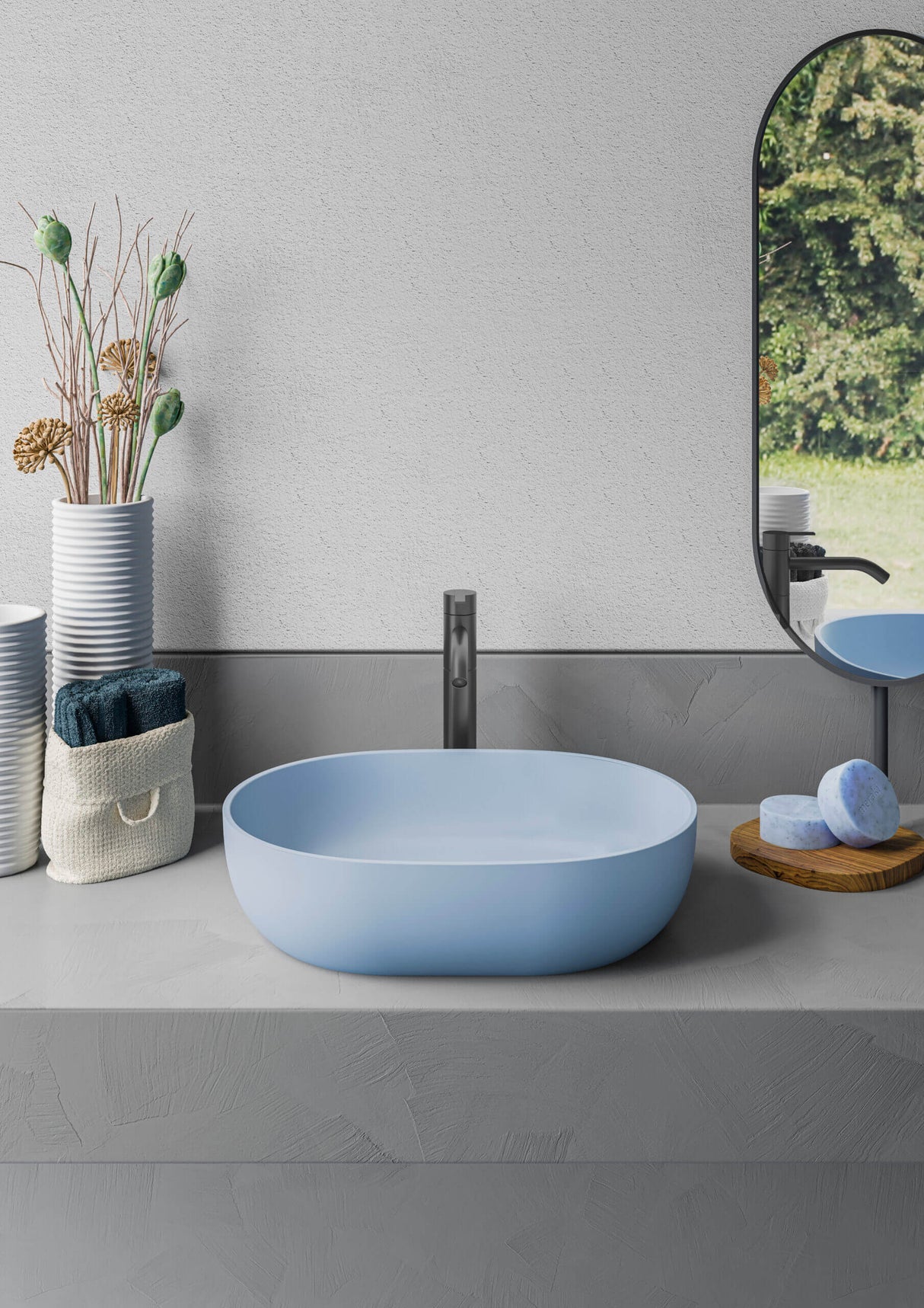 Ruvati 19-inch Pacific Blue epiStone Solid Surface Modern Bathroom Vessel Sink - RVB2119LE