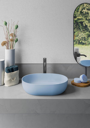 Ruvati 19-inch Pacific Blue epiStone Solid Surface Modern Bathroom Vessel Sink - RVB2119LE