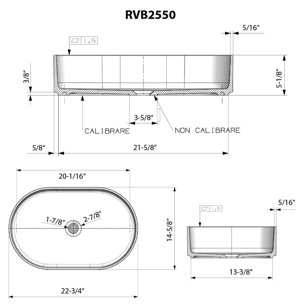 Ruvati 23-inch Matte Black epiStone Solid Surface Modern Bathroom Vessel Sink - RVB2550BK