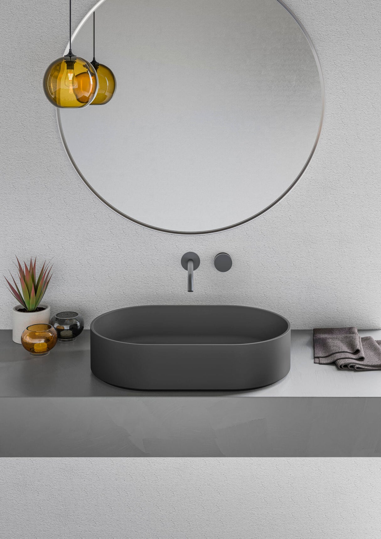 Ruvati 23-inch Matte Black epiStone Solid Surface Modern Bathroom Vessel Sink - RVB2550BK