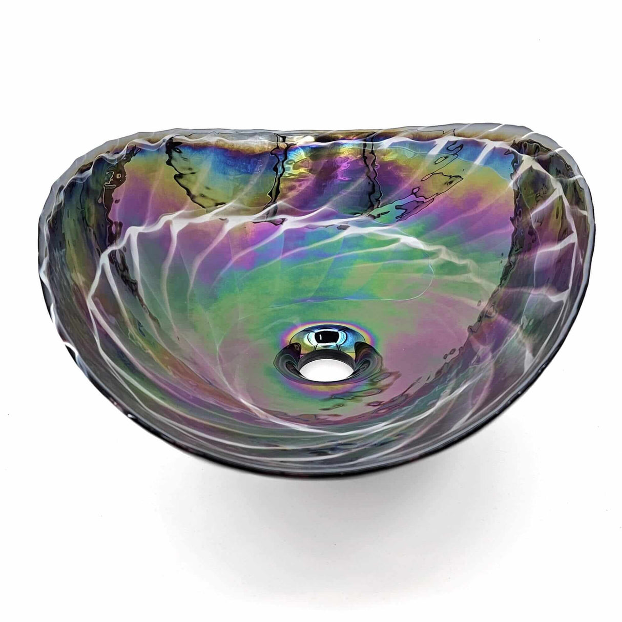 Ruvati 19 inch Murano Glass Art Vessel Seashell Decorative Pattern Bathroom Sink - Cosmic Black - RVB3048