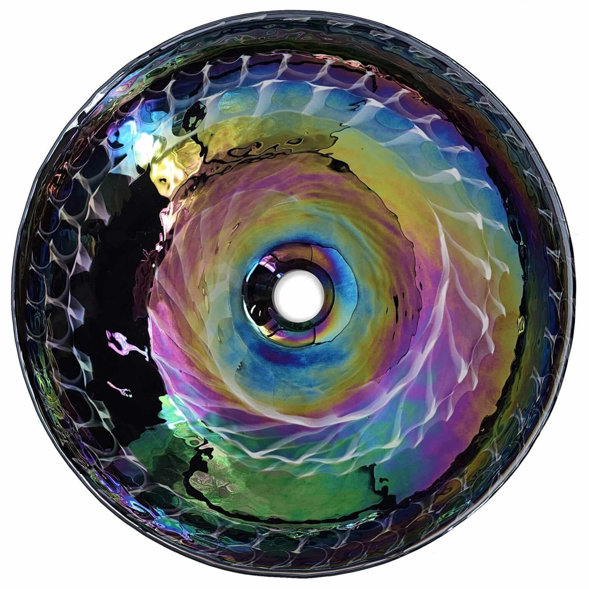 Ruvati 16 inch Murano Glass Art Vessel Circle Decorative Pattern Bathroom Sink - Cosmic Black - RVB3049