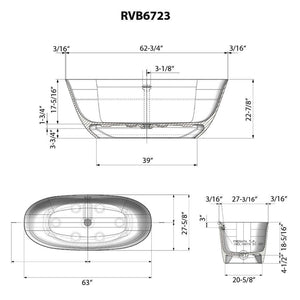 Ruvati 63-inch Matte Gold and White epiStone Solid Surface Freestanding Bath Tub Sinatra - RVB6723GW