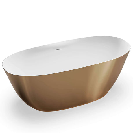 Ruvati 63-inch Matte Gold and White epiStone Solid Surface Freestanding Bath Tub Sinatra - RVB6723GW