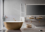 Ruvati 63-inch Matte Gold and White epiStone Solid Surface Freestanding Bath Tub Sinatra - RVB6723GW