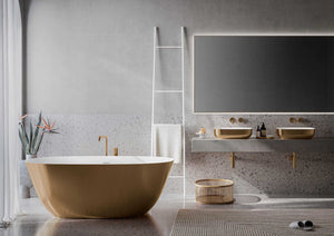Ruvati 63-inch Matte Gold and White epiStone Solid Surface Freestanding Bath Tub Sinatra - RVB6723GW