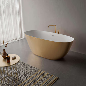 Ruvati 63-inch Matte Gold and White epiStone Solid Surface Freestanding Bath Tub Sinatra - RVB6723GW