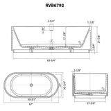 Ruvati 67-inch Fluted Freestanding Soaking Bathtub epiStone Solid Surface Modern Matte White - RVB6792WH