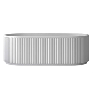 Ruvati 67-inch Fluted Freestanding Soaking Bathtub epiStone Solid Surface Modern Matte White - RVB6792WH