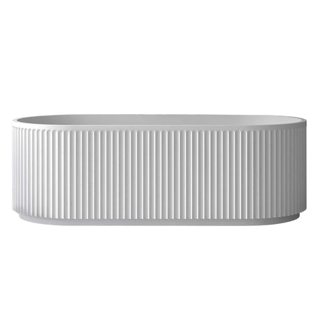 Ruvati 67-inch Fluted Freestanding Soaking Bathtub epiStone Solid Surface Modern Matte White - RVB6792WH