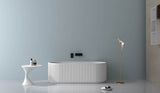 Ruvati 67-inch Fluted Freestanding Soaking Bathtub epiStone Solid Surface Modern Matte White - RVB6792WH