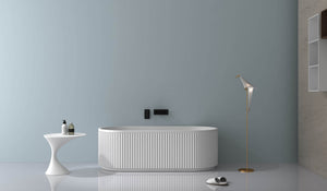 Ruvati 67-inch Fluted Freestanding Soaking Bathtub epiStone Solid Surface Modern Matte White - RVB6792WH