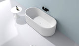 Ruvati 67-inch Fluted Freestanding Soaking Bathtub epiStone Solid Surface Modern Matte White - RVB6792WH