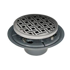 Infinity Drain RVD 5-2P 5” x 5” RVD 5 - Strainer - Weave Pattern & 2" Throat w/PVC Drain Body 2” Outlet