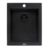Ruvati 16 x 20 inch epiGranite Drop-in Topmount Granite Composite Single Bowl Kitchen Sink - Midnight Black - RVG1016BK