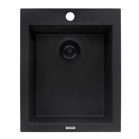 Ruvati 16 x 20 inch epiGranite Drop-in Topmount Granite Composite Single Bowl Kitchen Sink - Midnight Black - RVG1016BK
