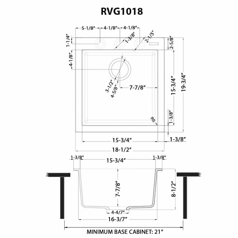 Ruvati 18 x 20 inch epiGranite Drop-in Topmount Granite Composite Single Bowl Wet Bar Prep Sink - Arctic White - RVG1018WH