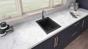 Ruvati 18 x 20 inch epiGranite Drop-in Topmount Granite Composite Single Bowl Wet Bar Prep Sink - Midnight Black - RVG1018BK