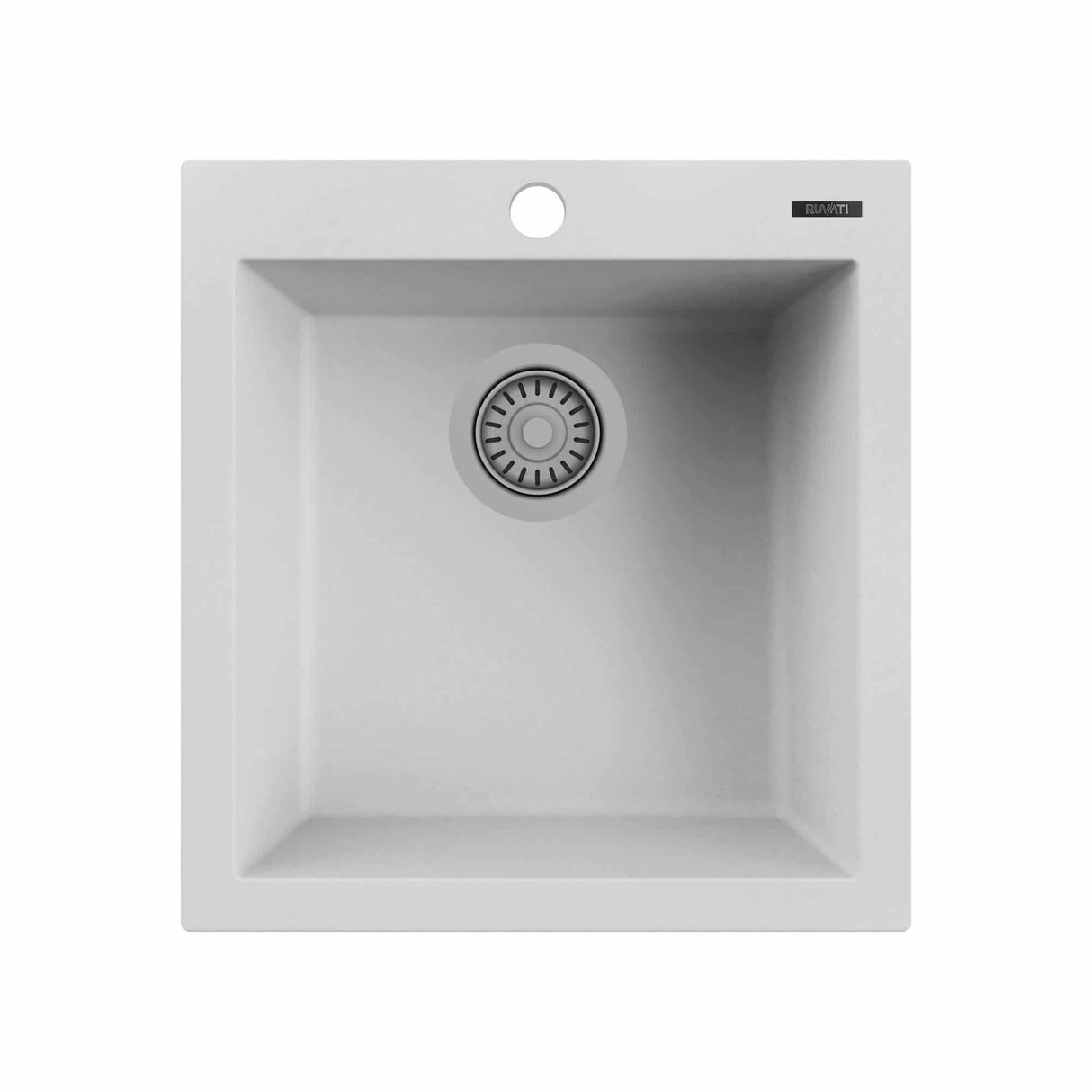 Ruvati 18 x 20 inch epiGranite Drop-in Topmount Granite Composite Single Bowl Wet Bar Prep Sink - Arctic White - RVG1018WH