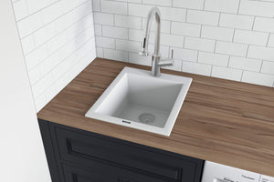 Ruvati 18 x 20 inch epiGranite Drop-in Topmount Granite Composite Single Bowl Wet Bar Prep Sink - Arctic White - RVG1018WH