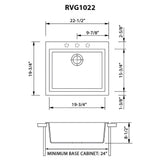 Ruvati 22 x 20 inch epiGranite Drop-in Topmount Granite Composite Single Bowl Kitchen Sink - Arctic White - RVG1022WH