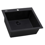 Ruvati 22 x 20 inch epiGranite Drop-in Topmount Granite Composite Single Bowl Kitchen Sink - Midnight Black - RVG1022BK