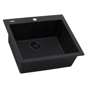 Ruvati 22 x 20 inch epiGranite Drop-in Topmount Granite Composite Single Bowl Kitchen Sink - Midnight Black - RVG1022BK