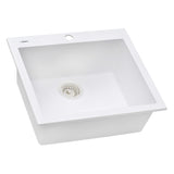 Ruvati 23 x 20 inch epiGranite Drop-in Topmount Granite Composite Single Bowl Kitchen Sink - Arctic White - RVG1023WH