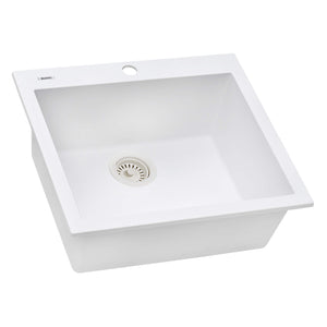 Ruvati 23 x 20 inch epiGranite Drop-in Topmount Granite Composite Single Bowl Kitchen Sink - Arctic White - RVG1023WH